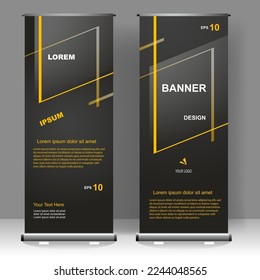 Business Roll up banner luxury vertical template design, for brochure, business, flyer, infographics. modern x-banner and flag-banner advertising. vector illustration