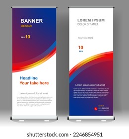 Business Roll up banner luxury vertical template design, for brochure, business, flyer, infographics. modern x-banner and flag-banner advertising. vector illustration