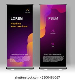 Business Roll up banner luxury vertical template design, for brochure, business, flyer, infographics. modern x-banner and flag-banner advertising. vector illustration