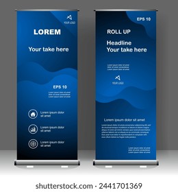 Business Roll up banner luxury vertical template design, for brochure, business, flyer, infographics. modern x-banner and flag-banner advertising. vector illustration