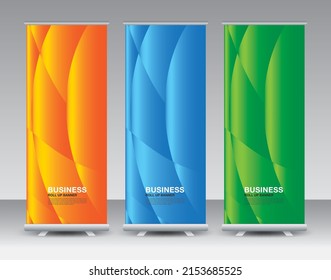 Business Roll Up banner set, roll up banner design, banner stand or flag design, j-flag, x stand, x banner, exhibition show, Stand Design, poster, ads, geometric background template, vector