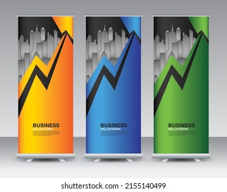 Juego de banners para Business Rolling Up, diseño de banners para roll up, soporte de banners o diseño de banners, j-flag, x stand, x banner, exposición, Stand Design, afiche, anuncios, plantilla de fondo geométrico, vector