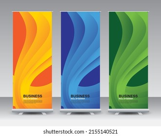 Business Roll Up banner set, roll up banner design, banner stand or flag design, j-flag, x stand, x banner, exhibition show, Stand Design, poster, ads, geometric background template, vector