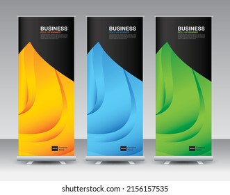 Business Roll Up banner set, roll up banner design, banner stand or flag design, j-flag, x stand, x banner, exhibition show, Stand Design, poster, ads, geometric background template, vector