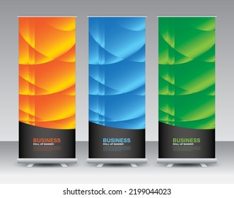 Juego de banners para Business Rolling Up, diseño de banners para roll up, soporte de banners o diseño de banners, j-flag, x stand, x banner, exposición, Stand Design, afiche, anuncios, plantilla de fondo geométrico, vector