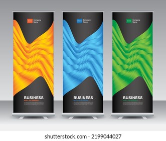 Juego de banners para Business Rolling Up, diseño de banners para roll up, soporte de banners o diseño de banners, j-flag, x stand, x banner, exposición, Stand Design, afiche, anuncios, plantilla de fondo geométrico, vector