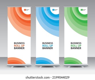 Bannerset für Business Roll Up, Roll-up-Banner-Design, Bannerstand oder Flaggendesign, j-Flag, x-Stand, x-Banner, Ausstellung, Stand-Design, Poster, Werbung, geometrische Hintergrundvorlage, Vektorgrafik