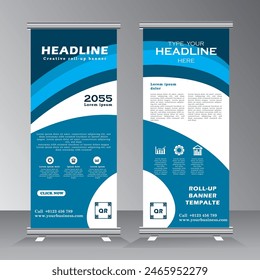 Business Roll Up Banner set, Flat design template , Abstract Geometric banner, Vertical Banner template, Vector illustration set 