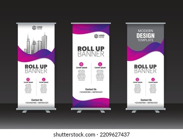 Business Roll Up banner Set. Standee Design. Banner Template, Geometric Background vector, flyer, presentation, leaflet, j-flag, x-stand, x-banner, exhibition display 