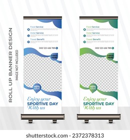 Bannerstand für Business Roll Up. Darstellungskonzept. Abstrakter, moderner Roll-up-Hintergrund. Vertikale Aufrollvorlagen-Plakatwand, Bannerstand oder Flaggendesign 
Layout. 
