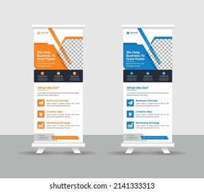 Business Roll up banner stand template design, modern portable stands corporate roll-up banner layout, pull up, vector illustration, business flyer, brochure, Corporate banner