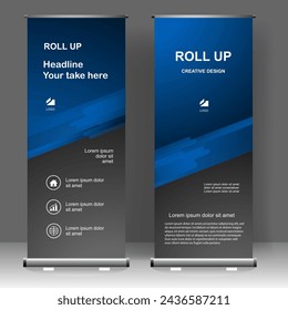 Business Roll up banner stand template design, for brochure, flyer, infographics. modern advertising. vector illustration