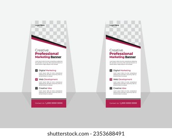 Business Roll Up Banner stand vector creative design. Sale banner stand or flag design layout.