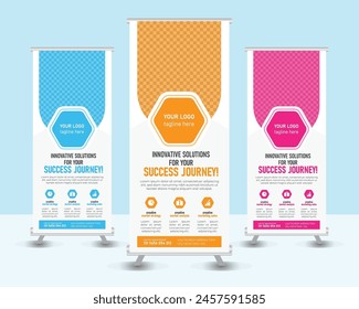 Business Roll Up Banner stand vector creative design.