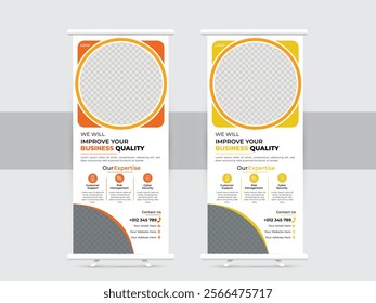  Business Roll Up Banner stand vector creative design, x-stand, corporate Roll up background for Presentation, exhibition display and Retractable banner stand.

