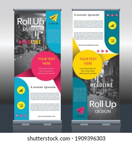 Business Roll Up Banner. Standee Design. Banner Template, Abstract Colorful Speech Bubbles vector, flyer, presentation, leaflet, j-flag, x-stand, exhibitions, abstract background, modern x-banner.
