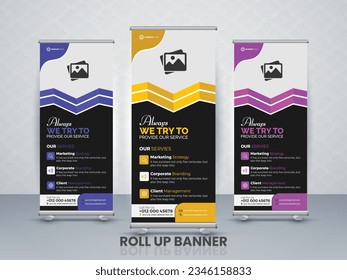 Business Roll Up Banner. Standee Design. Banner Template. Presentation