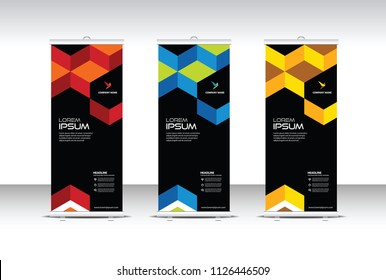 Business Roll up banner standee template design vector.