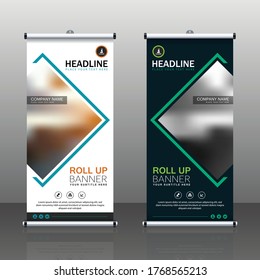 Business roll up banner, standee banner template, Modern banner. Vector illustration 