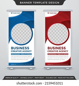 business roll up banner template with abstract background and modern style use for corporate ads