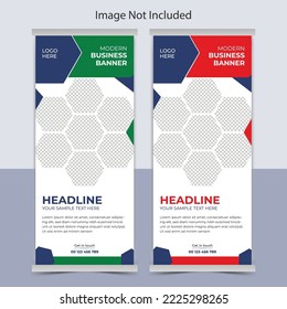 Business roll up banner template, corporate company roll up banner vector