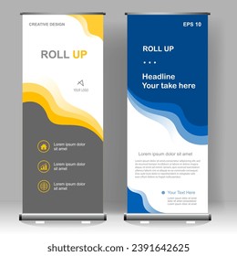 Diseño de plantillas de banner para Business Roll up, para folletos, negocios, volante, infografías. moderna publicidad de x-banner y banner. ilustración vectorial