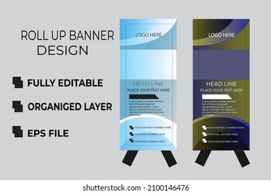 Business Roll up banner vector and template design, Fully editable and organized layer and group.