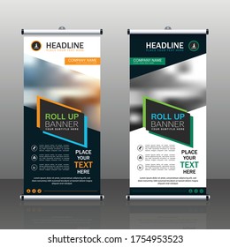 Business Roll up banner vertical template design, for brochure, business, flyer, infographics. modern x-banner and flag-banner advertising. vector