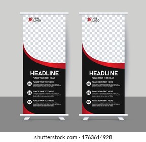 Business Roll up diseño de plantillas verticales de banner, para folletos, negocios, volante, gráficos de información. moderna publicidad de x-banner y banner. ilustración vectorial