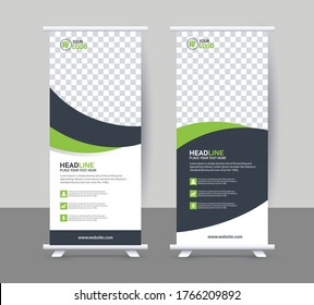 Business Roll up banner vertical template design, for brochure, business, flyer, info graphics. modern x-banner and flag-banner advertising. vector illustration