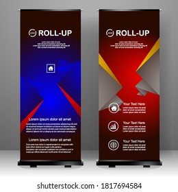 Business Roll up banner vertical template design, for brochure, business, flyer, infographics. modern x-banner and flag-banner advertising. vector illustration