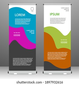 Business Roll up banner vertical template design, for brochure, business, flyer, infographics. modern x-banner and flag-banner advertising. vector illustration
