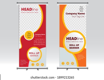 Business Roll up banner vertical template design, for brochure, business, flyer, infographics. modern x-banner and flag-banner advertising. vector illustration.eps 10