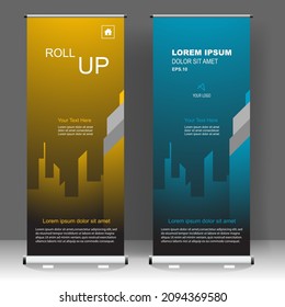 Business Roll up banner vertical template design, for brochure, business, flyer, infographics. modern x-banner and flag-banner advertising. vector illustration