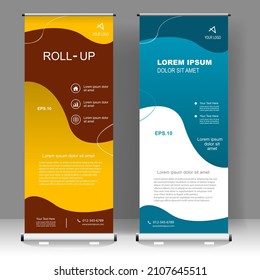 Business Roll up diseño de plantillas verticales de banner, para folletos, negocios, volante, infografías. moderna publicidad de x-banner y banner. ilustración vectorial