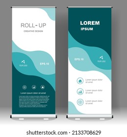 Business Roll up banner vertical template design, for brochure, business, flyer, infographics. modern x-banner and flag-banner advertising. vector illustration