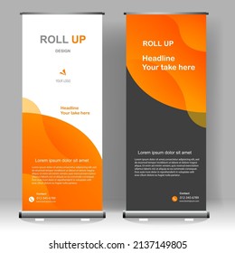 Business Roll up banner vertical template design, for brochure, business, flyer, infographics. modern x-banner and flag-banner advertising. vector illustration