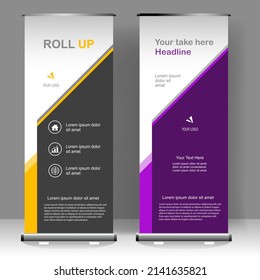 Business Roll up banner vertical template design, for brochure, business, flyer, infographics. modern x-banner and flag-banner advertising. vector illustration