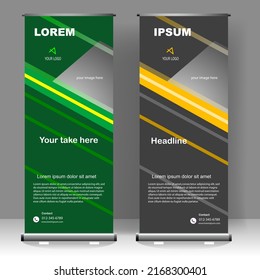 Business Roll up diseño de plantillas verticales de banner, para folletos, negocios, volante, infografías. moderna publicidad de x-banner y banner. ilustración vectorial