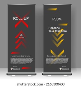Business Roll up banner vertical template design, for brochure, business, flyer, infographics. modern x-banner and flag-banner advertising. vector illustration