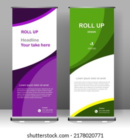 Business Roll up diseño de plantillas verticales de banner, para folletos, negocios, volante, infografías. moderna publicidad de x-banner y banner. ilustración vectorial