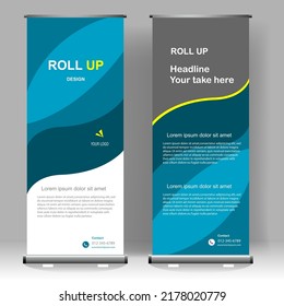Business Roll up diseño de plantillas verticales de banner, para folletos, negocios, volante, infografías. moderna publicidad de x-banner y banner. ilustración vectorial