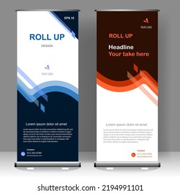 Business Roll up diseño de plantillas verticales de banner, para folletos, negocios, volante, infografías. moderna publicidad de x-banner y banner. ilustración vectorial