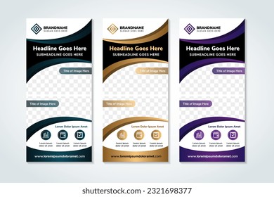 Business Roll up banner vertical template design, for brochure, business, flyer, infographics. modern x-banner and flag-banner advertising. vector illustration with space for photo collage. background