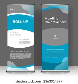 Business Roll up Banner Vertikal Template Design, für Broschüren, Business, Flyer, Infografiken. moderne x-banner- und Flaggenbanner-Werbung. Vektorgrafik
