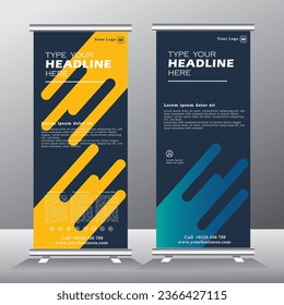 Business Roll up banner vertical template design, for brochure, business, flyer, pull up banner, modern x-banner and flag-banner advertising. vector illustration
