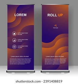 Business Roll up banner vertical template design, for brochure, business, flyer, infographics. modern x-banner and flag-banner advertising. vector illustration