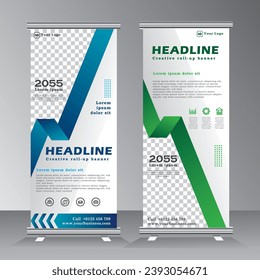 Business Roll up banner vertical template design, roll up banner design with image space, vertical banner template, vector eps 10 