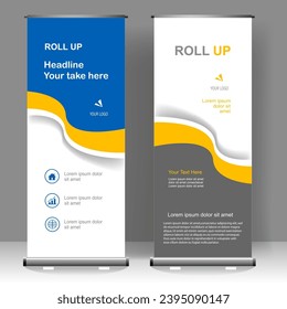 Business Roll up diseño de plantillas verticales de banner, para folletos, negocios, volante, infografías. moderna publicidad de x-banner y banner. ilustración vectorial
