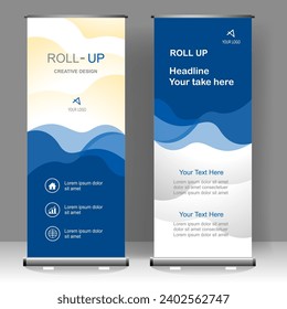 Business Roll up banner vertical template design, for brochure, business, flyer, infographics. modern x-banner and flag-banner advertising. vector illustration